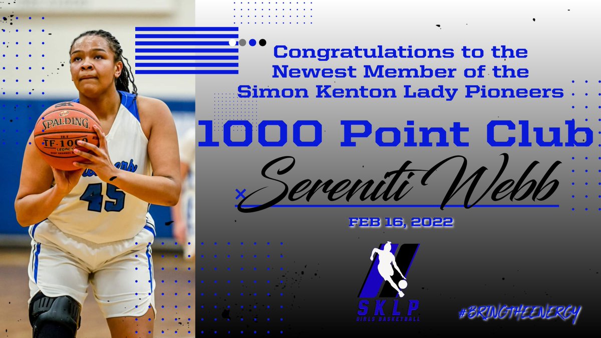Congratulations to the newest member of the Lady Pioneers 1000 Point Club: Sereniti Webb!