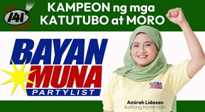 #141BayanMuna sa partylist. Ang boses ng mga Katutubo at Bangsamoro sa konggreso.