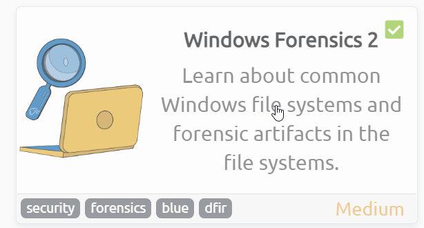 wearyandroid's tweet photo. Windows Forensics 2 - I have just completed this room! Check it out: https://t.co/96keUJrmT3 #tryhackme #security #forensics #blue #dfir #windows #100daysofhacking #windowsforensics2 via @tryhackme https://t.co/iNBwGsnSV9