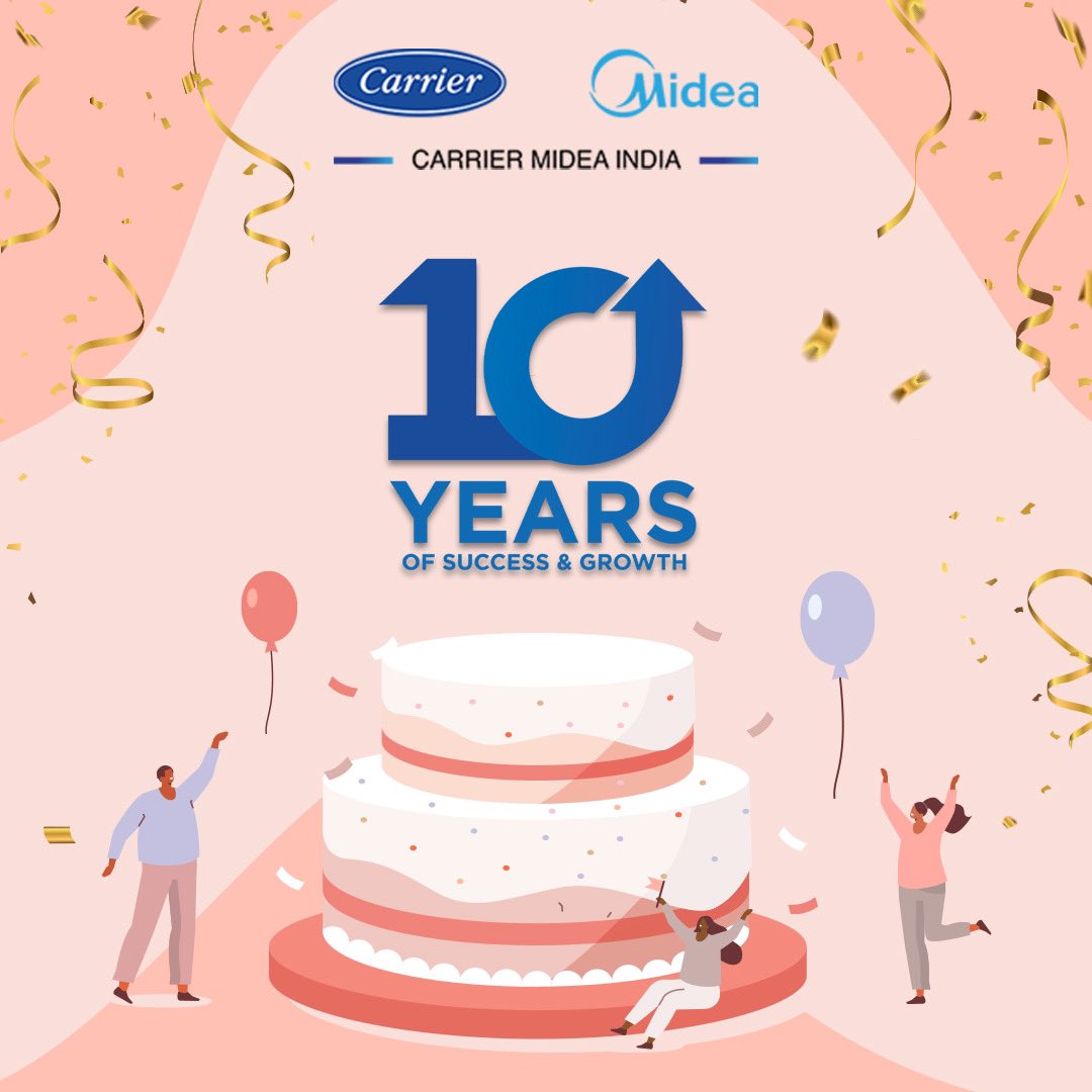 CarrierMideaInd's tweet photo. 2022 is a special year for Carrier Midea India. Weβre celebrating our 10th anniversary!
A big thank you to our millions of customers and fans for their trust and love. You have been an integral part of our journey.
#10yearanniversary #carrier #carriermideaindia #smartmeetscool https://t.co/U7hOJJ0KJv