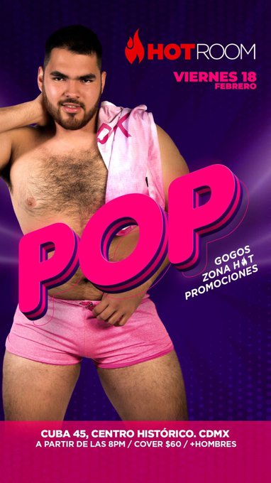 No seas tímido. Los viernes son de POP en @HotRoomMx Disponible aquí @revistaboysmx ?Cuba 45. Centro