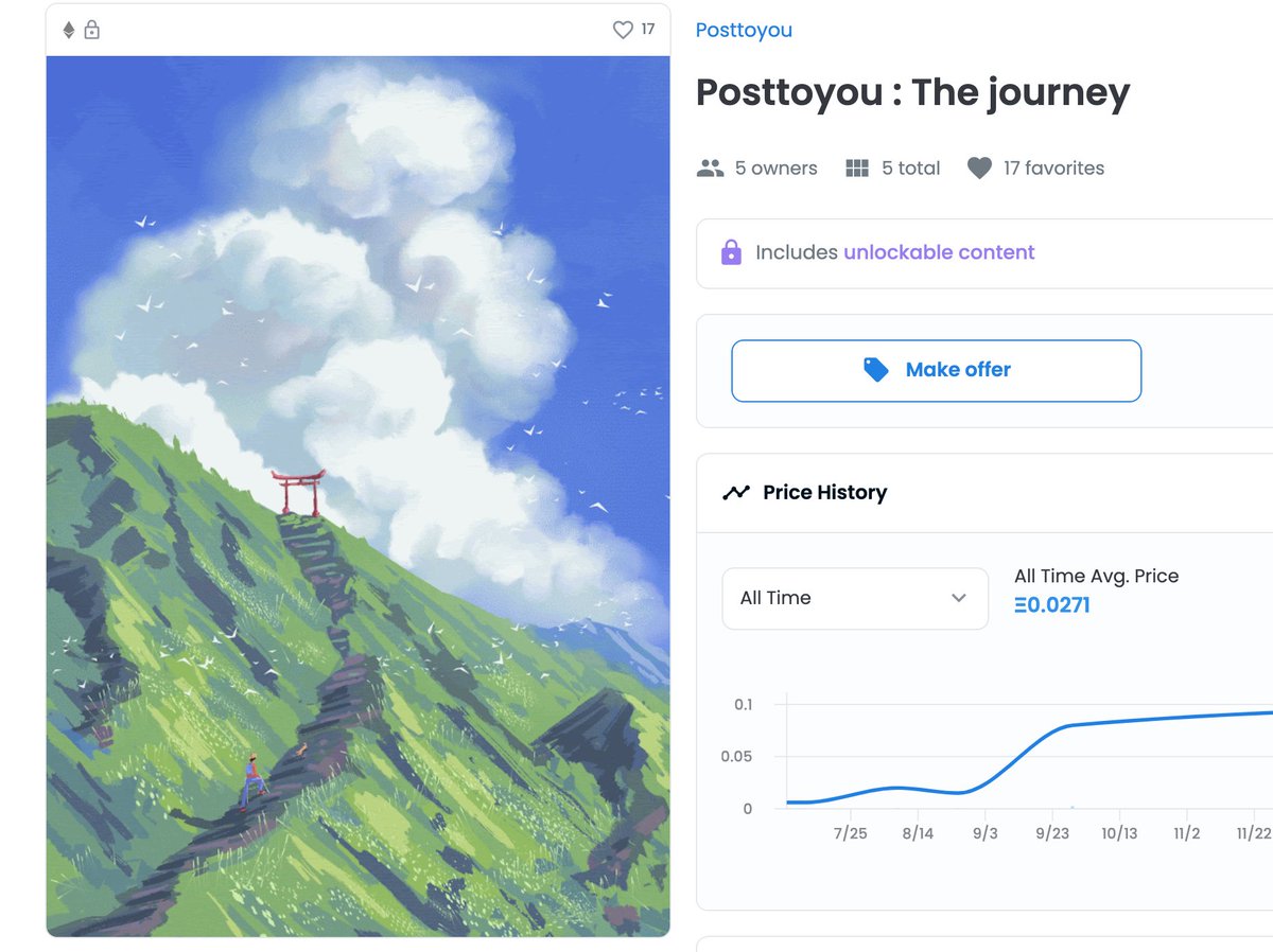 Posttoyou : The journey  <a href="/opensea/">OpenSea</a> 2nd❌SOLD❌0.006>0.099
OMG!! congrats!! and Thank you for support :)) 
👉opensea.io/collection/pos…
💬discord.gg/87CDxWcuBg

#OpenSeaNFT  #NFTdrop #nftcollector  #posttoyou