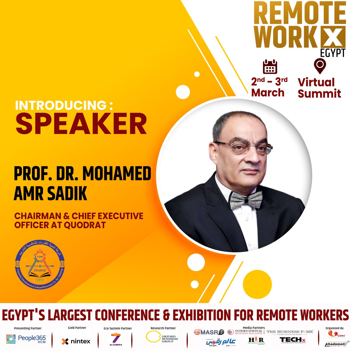 remote_workx's tweet photo. UCON Media Concepts and People365 are happy to present Prof. Dr. Mohamed Amr Sadik as a Speaker for our Virtual Conference and Exhibition "Remote Workx Egypt"! For Registrations: https://t.co/xkfwycpg6d #RemoteWorkx #remoteworking #wfh #remoteworks #RemoteMovement #virtualevent https://t.co/PGNRXgPNX1