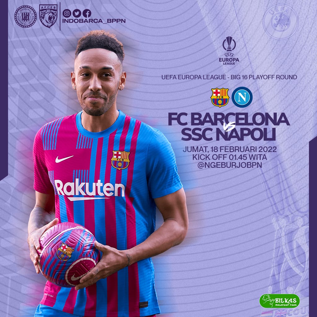 📣 INDOBARCA CHAPTER BALIKPAPAN
( @indobarca_balikpapan )
.
🏆 UEFA Europa league
🎦 FC Barcelona vs Napoli
🏟  Camp Nou
📅   juma't , 18 February 2022
⏰ K.O: 01: 45 Wita
📍 @NgeBurjoCafe
💸 Just Order
📱 +62 822 5183 8863
.
.
#NoBarChapterIndoBarca
#IndobarcaBalikpapan
