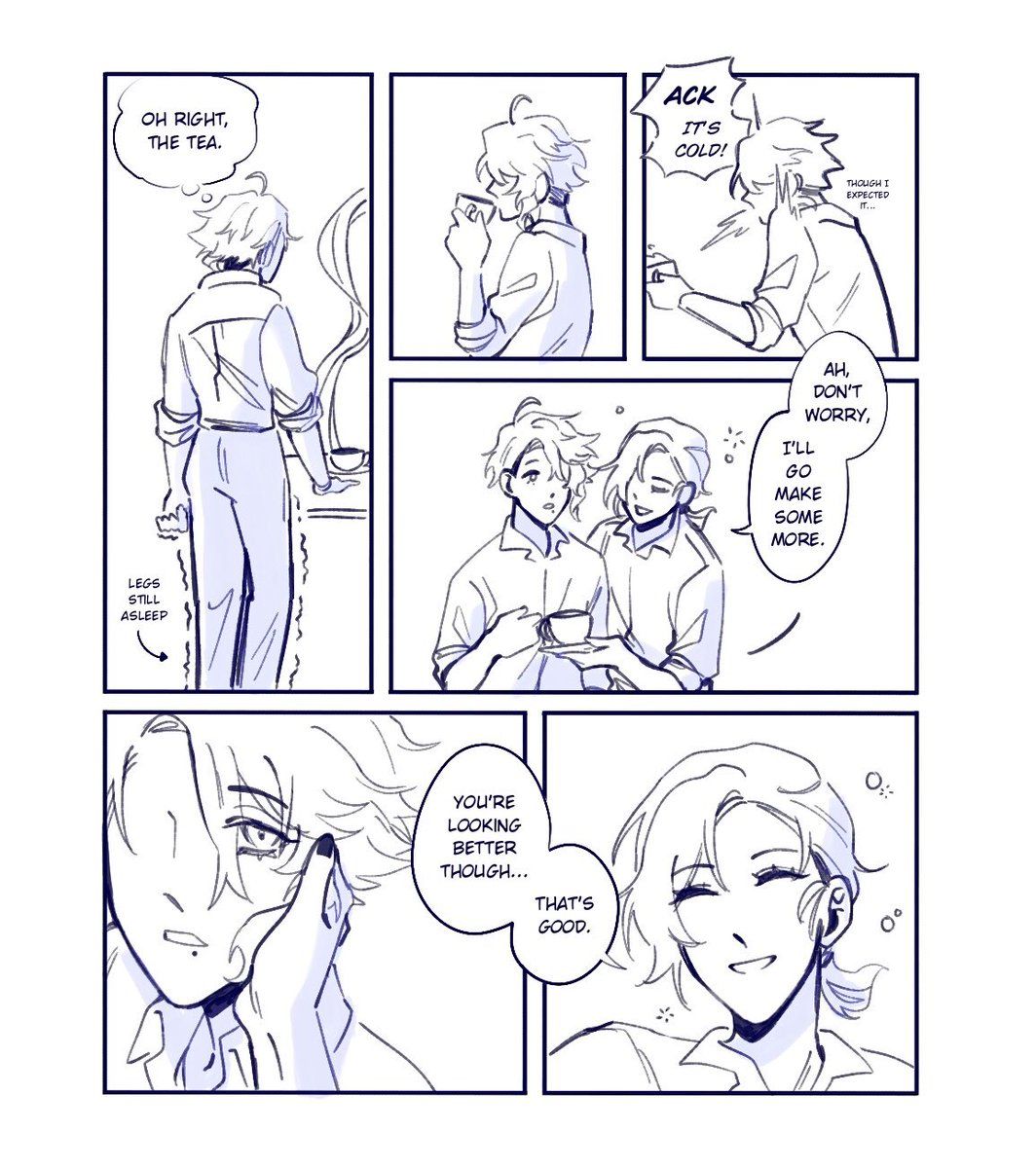 [twst oc] omake 2: azul didnt want to waste the tea and lorel is sometimes oddly affectionate when they've just woken up LOL 
