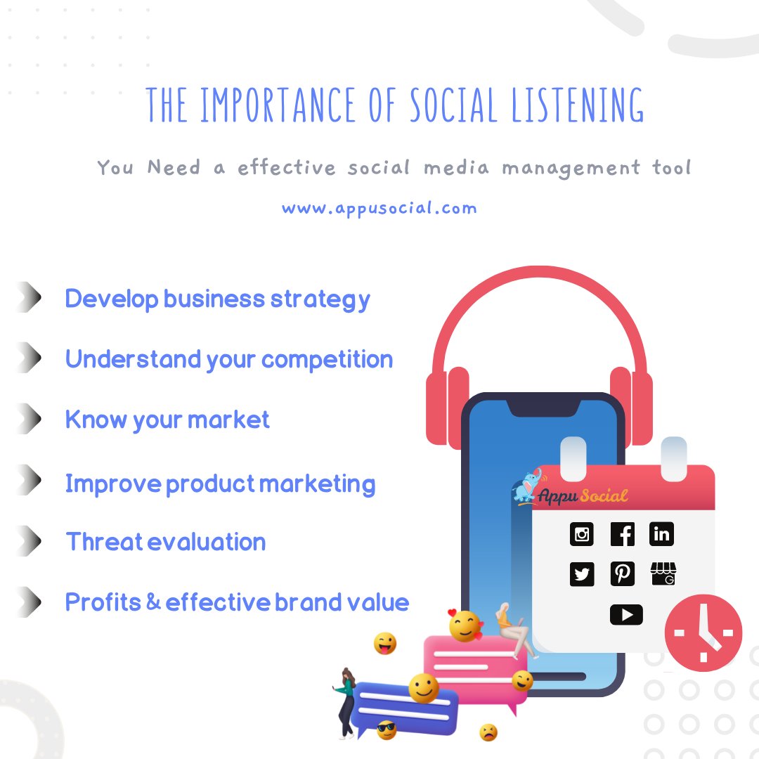 We will helps you understand why, where and how these   conversations are happening, and what people think—not just when they're tagging or mentioning

#socialmediamarketing #socialanalytics #socialmediastrategy #socialmediamanagement #sociallisteningtool #socialmediatips