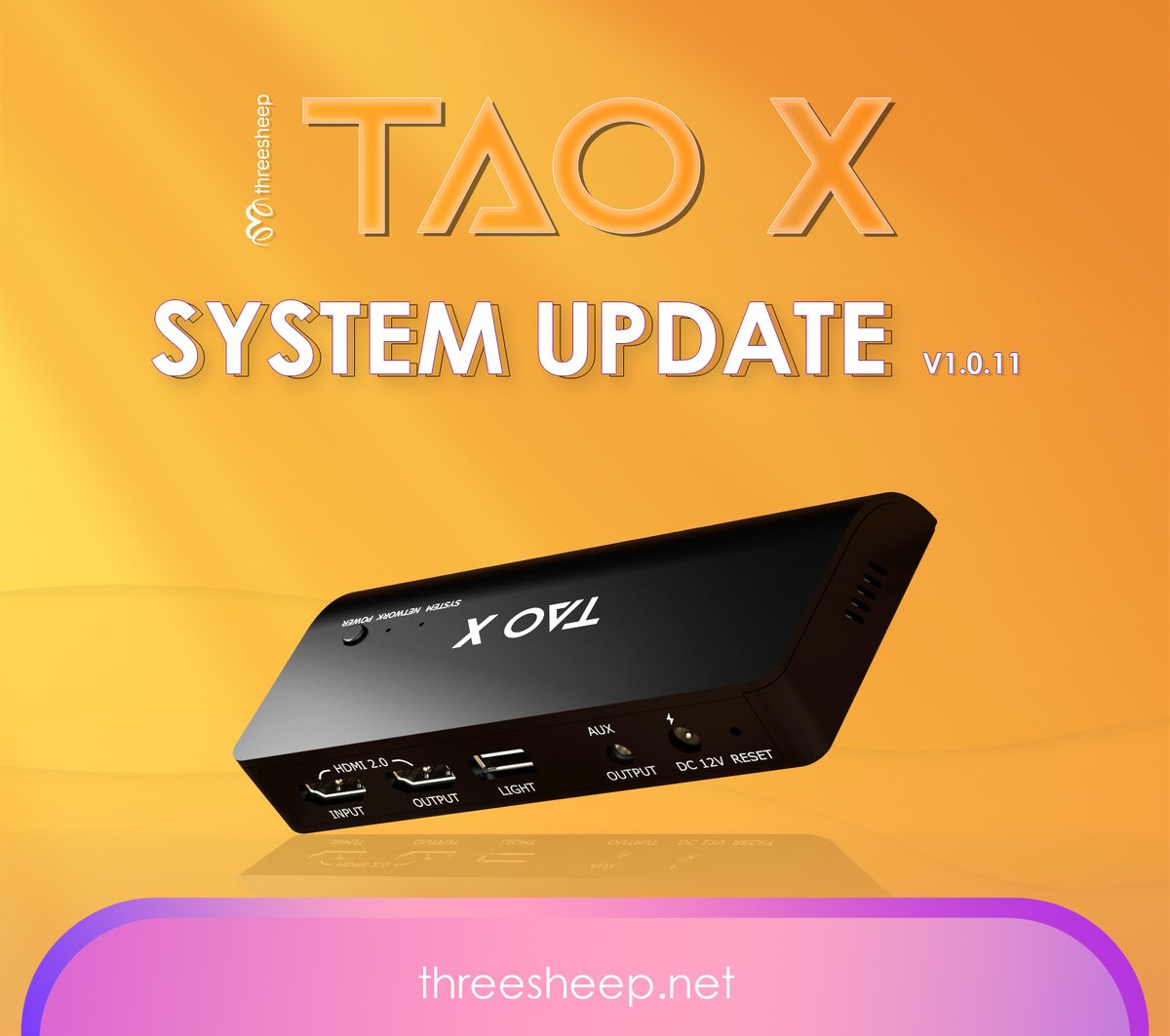 threesheep_tech's tweet photo. 👋Hi Guys! New TAOX’s firmware v1.0.11 is available.
✅We fixed the issue related to some audio issues, like making a buzz sound or blocking sound when playing a specific video
✅How update the firmware? Check the tutorial video  on our website: https://t.co/W9ARNfHloI
#TAOX #TV https://t.co/TEWvODxmlr