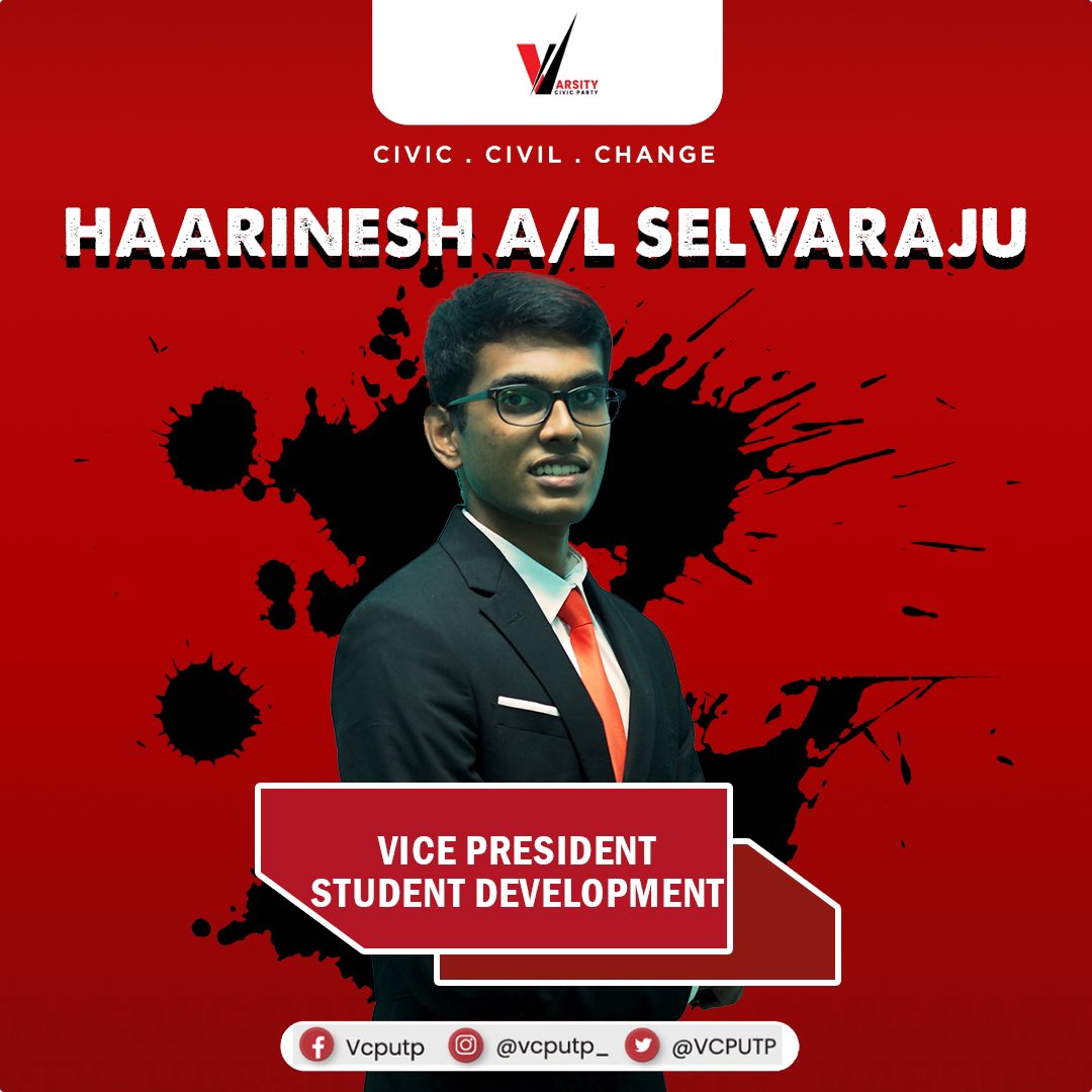 VCPUTP's tweet photo. ⚜️ 𝐕𝐂𝐏 𝐇𝐈𝐂𝐎𝐌 𝐋𝐈𝐍𝐄-𝐔𝐏 ⚜️

We proudly present to you:

VCP's new Vice President Student Development!

♦️𝘾𝙄𝙑𝙄𝘾♦️𝘾𝙄𝙑𝙄𝙇♦️𝘾𝙃𝘼𝙉𝙂𝙀♦️

#InVCPWeTrust🤝🏻
#VoteforChange🗳️
#VoteRED⁠❤️ 
#UTPCampusElection2022 https://t.co/UQNE61ydiE