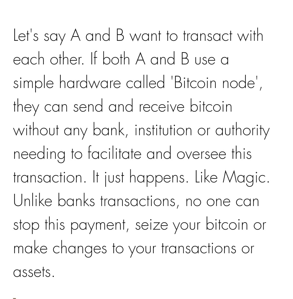 MacroBullish's tweet photo. Simple explanation of how #bitcoin tractions work and how they are different that centrally controlled fiat.
#cryptocurrency
#CryptoNews #btc

https://t.co/rh4eGosfX2 https://t.co/y9jhGFfOz4