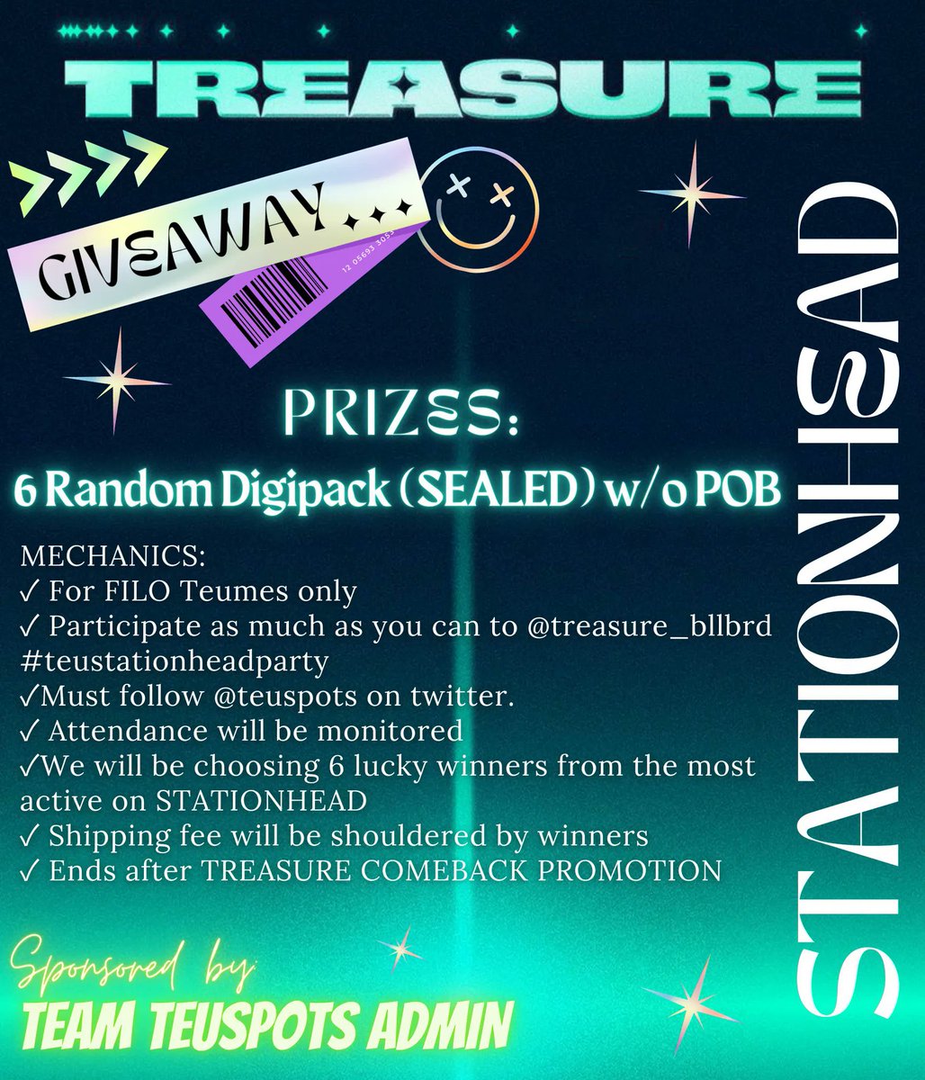 treasure_bllbrd's tweet photo. 🏎💨STATIONHEAD GIVEWAYS🏁

You’re not only going to have fun streaming w/your co Teumes around the 🌍 but you’ll also have a chance to win special prizes from us🔥Check out our posters below for more details😉 #teustationheadparty #JIKJIN #TREASURE @treasuremembers https://t.co/t3Avzl9d5j