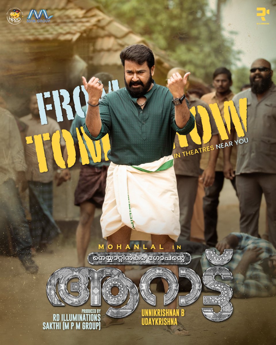 Mohanlal's tweet photo. #Aaraattu releasing worldwide in screens near you from tomorrow.

#AaraattuFromFeb18 https://t.co/XTqU7ohoFn