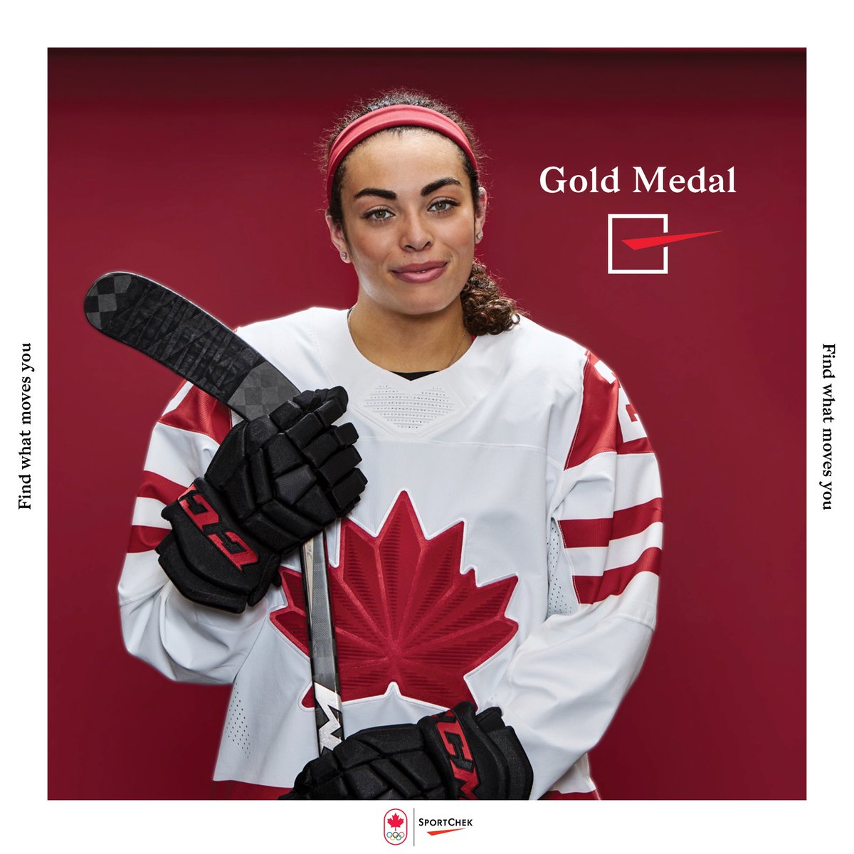 SportChek's tweet photo. Congratulations to @nursey16 and the @TeamCanada Women's Hockey team on your #Gold win at the #Beijing2022 #Olympics! #hockey #findwhatmovesyou @HockeyCanada https://t.co/LtRLpFk68Z