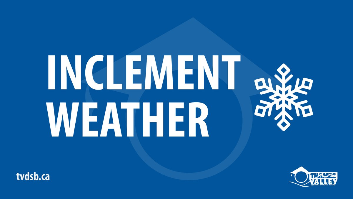 ALL #TVDSB schools will transition to remote learning on Thursday, February 17, 2022, due to weather conditions that are expected to worsen throughout the day.