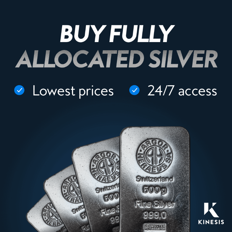KinesisMonetary's tweet photo. Is silver the most undervalued metal on the planet? Join the world’s fastest-growing online silver investment service.