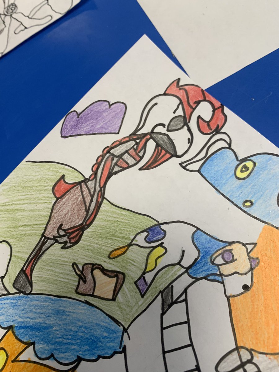 More ‘Devil’s Bridge’ artwork in the style of <a href="/petefowlerart/">Pete Fowler</a> from blwyddyn 5 #monsterism #futurewelshartists