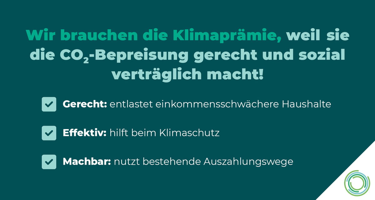 Heute von einem breiten Bündnis vorgestellt: Die Machbarkeitsstudie #Klimaprämie - Klar ist: Die Klimaprämie unterstützt den #Klimaschutz und entlastet gleichzeitig einkommensschwächere Haushalte💶Hier gibt's mehr Infos und die Studie 👉 bit.ly/36eR8lT #KlimaprämieJetzt