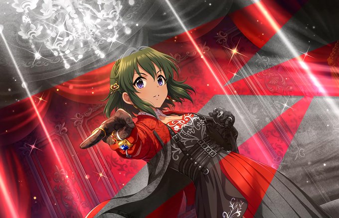 「Demolish」で貰える未央たちのイラスト、特訓後は絵の所々にモノクロ加工がされていてすんごいかっこいい・・・いつもと違いひたすらにかっこよさを追求した新たな一面を覗かせる素晴らしい絵だ・・・#デレステ #本田未央 #ナターリア #結城晴 #アイマス #生田輝 