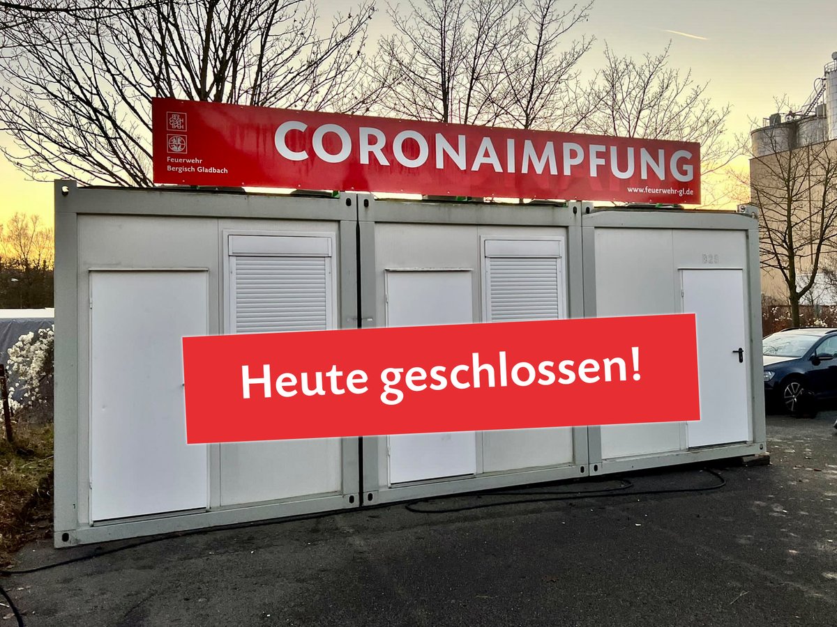 FeuerwehrGL's tweet photo. Unsere Impfstation am Heidkamper Tor bleibt heute geschlossen. Alle Terminbucher werden informiert.
Aktuelle Infos unter: ▶️https://t.co/XIkSm8GXnc

#GLImpft #bergischgladbach112 #EinsatzfürGL #impfenstattschimpfen #ImpfenSchuetzt #ImpfenHilft https://t.co/xkjNiEKdsa