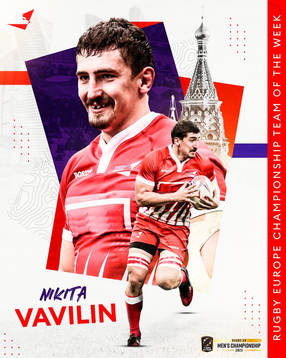 Nikita Vavilin named in the Team of the Week for Round 2 of Rugby Europe Championship 🎩