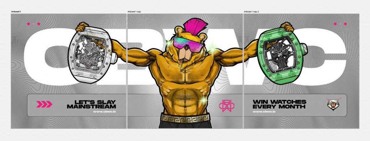 Only 300 Whitelist Spots Left on @cryptobearwatchclub
WHITELIST CLOSES ON SUNDAY
Stunning Art! Utility tokens!  Land in Sandbox! 3D Bears! Real life rewards! Free high end watches given away every month! GIVEAWAYS! Celebrity endorsement's +55k bears strong on discord!
#NFT #CBWC