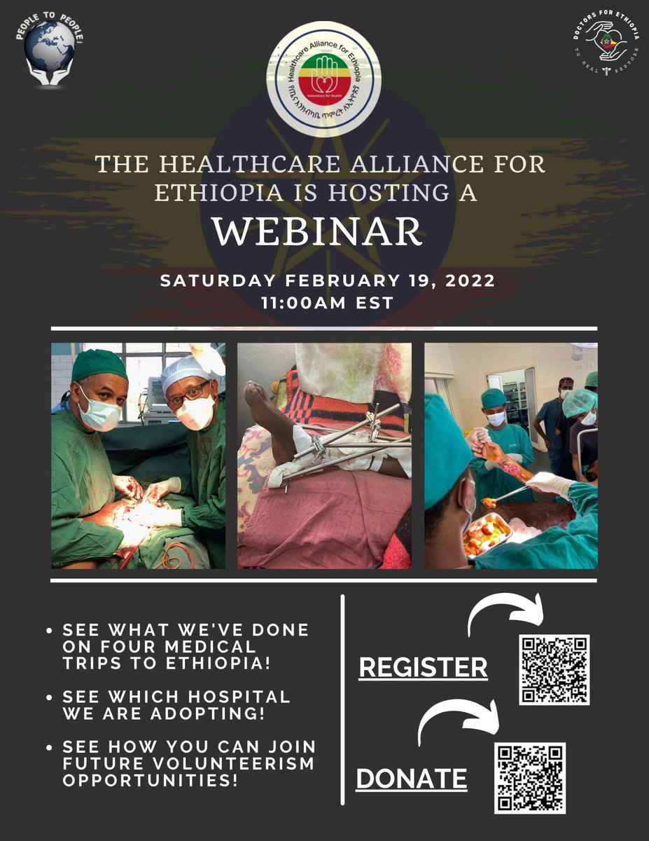 📌Are you a healthcare worker and want to Volunteer in Ethiopia? #Ethiopians &amp; Friends of #Ethiopia this webinar is for ALL that want to help! 

SATURDAY at 11AM EST, join us to see what you can do! 

The need is great so we must come together!

#HealAndRestore🇪🇹🙏🏾