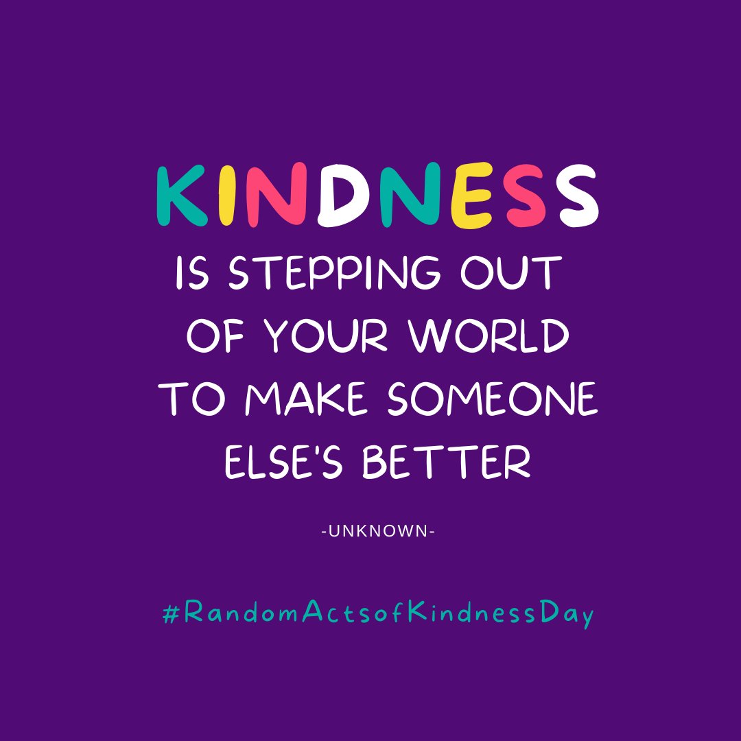 It's #RandomActsofKindnessDay. Think about someone who might welcome a little kindness in their day today. Check in on a friend or family member, bake them a cake or write them a kind note. What is your #randomactofkindness for today? Let us know! #NationalRandomActsofKindnessDay