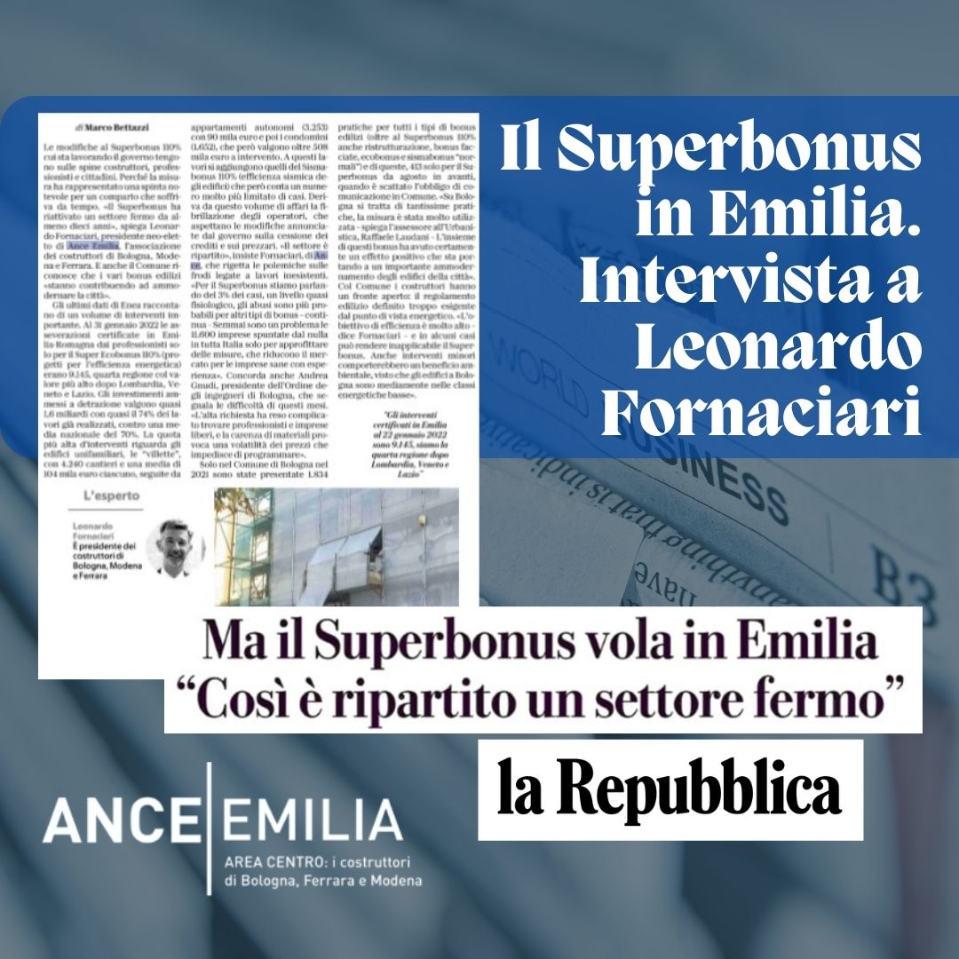 #superbonus #emiliaromagna
📢Intervista a Leonardo Fornaciari Presidente di ANCE Emilia Area Centro, oggi su la Repubblica Bologna.
👇👇👇👇👇
Leggi l'intervista completa sul nostro sito internet:
anceemilia.it/il-superbonus-…
.
#superbonus110 #anceemilia #larepubblicabologna