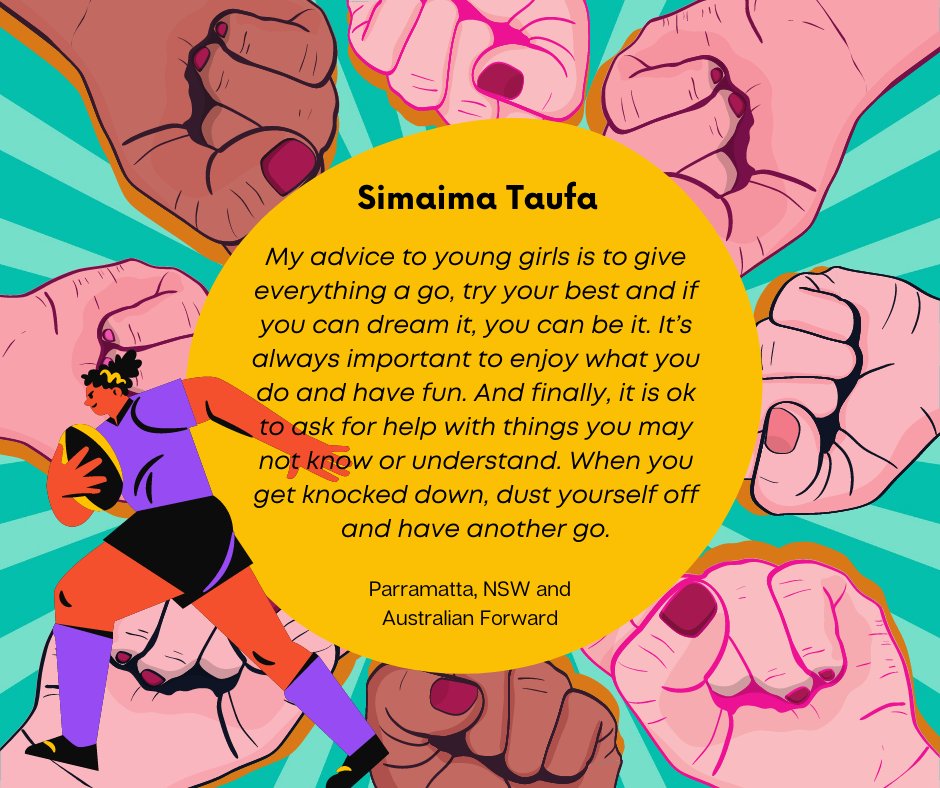 As we gear up for #TheFirstTackle, by <a href="/RikkiLeeA/">Rikki-Lee Arnold</a>, we have some amazing words of inspiration from women in rugby league, for our junior aspiring players!⁠
⁠
Today's words are from Simaima Taufa, Captain of the Inaugural Parramatta Eels NRLW team 💪⁠
⁠⁠
#NRLW #SameGame #OurWay