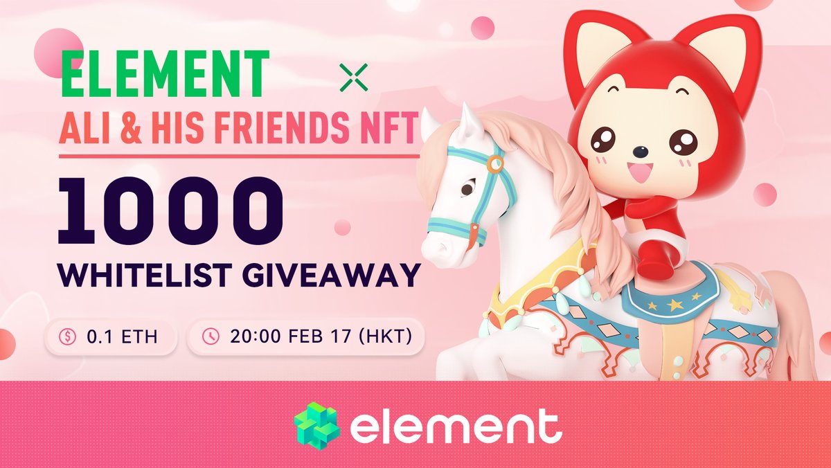 📢We are pleased to reach in-depth cooperation with <a href="/0xALINFT/">ALI & HIS FRIENDS</a>, another big IP.

🎁1000 WHITELIST all #Giveaway 

ENTER:
1. Follow+RT+Like+Tag5 
2. Join Tel (t.me/elementenglish)
3. Join Dis (discord.gg/NNYDvbU6nH) 
4. fill address👇👇
forms.gle/Tw4MXCsdN8i5rD…

End in 4 hrs