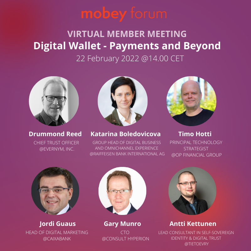 Join our speakers from <a href="/evernym/">Evernym</a>, @RBI_Presse, @OP_Ryhma, <a href="/caixabank/">CaixaBank</a>, <a href="/chyppings/">Consult Hyperion</a>, <a href="/Tietoevry/">Tietoevry</a> at Mobey Forum's Virtual Member Meeting #DigitalWallet - #payments and Beyond (22 Feb 14.00 CET). 

Register here: lnkd.in/dtvPpC5b