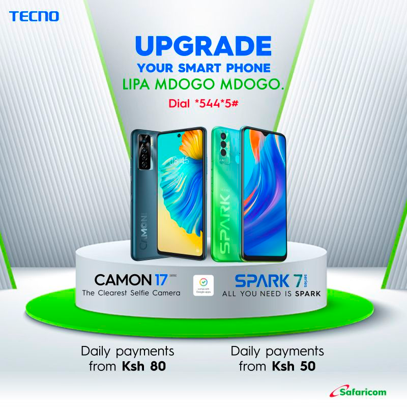 TECNOMobile254's tweet photo. No smartphone, low on cash..Do yourself a favor...dial *544*5# to apply for either #TECNOCAMON17 or #TECNOSpark7 and join #LipaMdogoMdogo powered by Safaricom PLC.
Deposit of KES 5,000 for #CAMON17 and KES 3,000 for #Spark7. https://t.co/Bsd8rUFkoC
