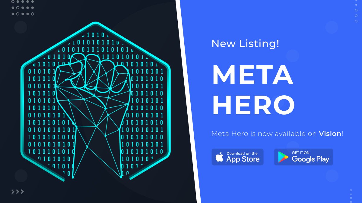 HERO is now available on Vision! 🎉

<a href="/Metahero_io/">Metahero.io</a> brings to the market 3D scanning and modeling technology that generates ultra-realistic 3D avatars and much more!

Download #Vision now and add $HERO to your portfolio and wallet!

app.vision-crypto.com/link/download

-

#Metaverse #Metahero