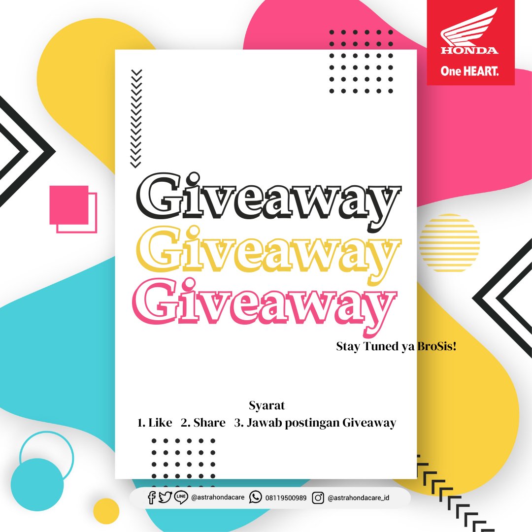 AstraHondaCare's tweet photo. Hola Brosis!

Yang mau hadiah dari mimin sini-sini merapat. Tapi sebelum give away nya kita mulai, mimin mau cek ombak dulu nih biar seru hehe..
Tulis “MAU” di kolom komentar sekarang juga

Stay tuned ya BroSis!

#AstraHondaCare #SalamSatuHATI #GiveawayAHC https://t.co/Z2zT8zQiyT
