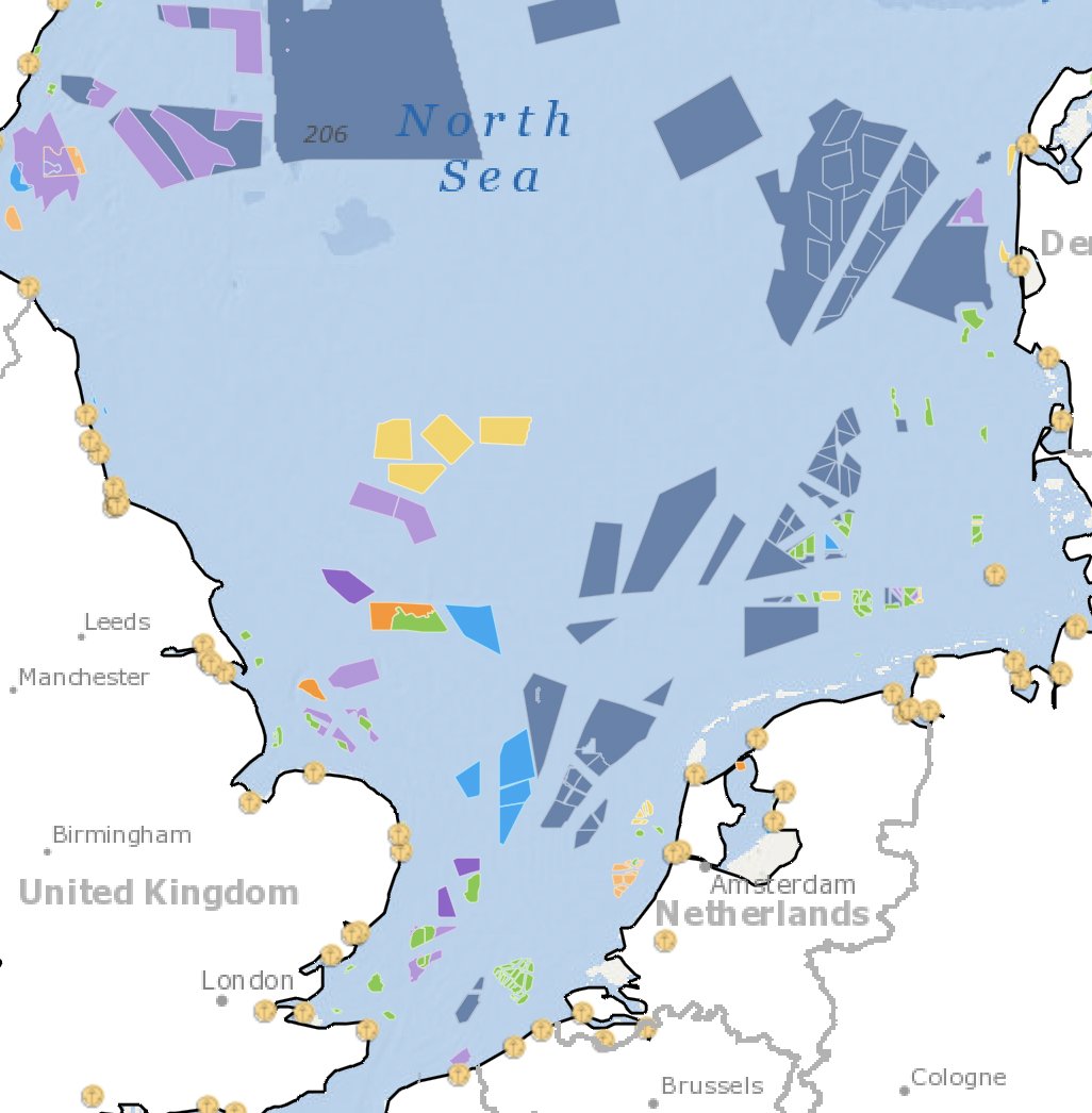 Voor iedereen die zegt: "Zet windmolens maar op zee"... we zetten ze al op zee. Indrukwekkende ontwikkeling map.4coffshore.com/offshorewind/