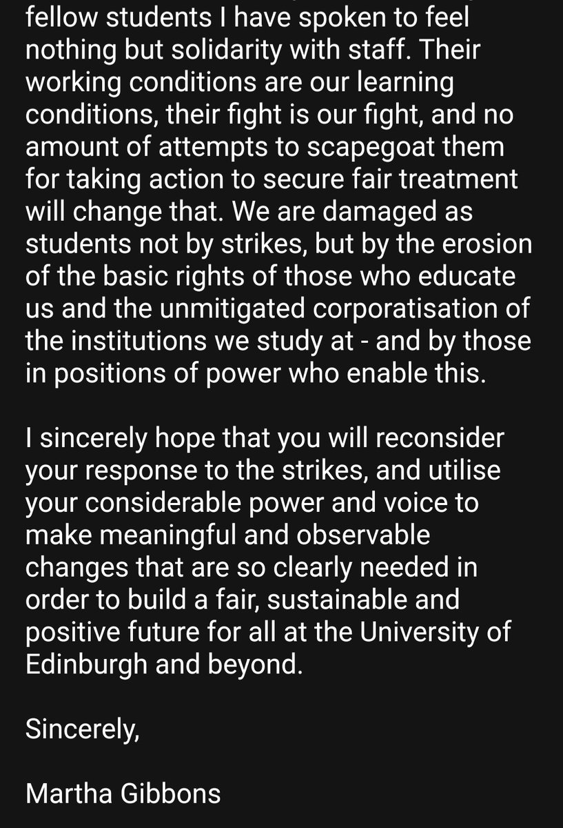 Martha Gibbons (@marthaegibbons) on Twitter photo My reply to <a href="/EdinburghUni/">The University of Edinburgh</a> Principal & Vice-Chancellor's underwhelming response (see thread) to students supporting staff industrial action. It's just not good enough and staff deserve better ✊🏻 <a href="/ucuedinburgh/">UCU Edinburgh</a> <a href="/sssn_edi/">Staff-Student Solidarity Network Edinburgh</a> #StudentsSupportTheStrike My reply to <a href="/EdinburghUni/">The University of Edinburgh</a> Principal & Vice-Chancellor's underwhelming response (see thread) to students supporting staff industrial action. It's just not good enough and staff deserve better ✊🏻 <a href="/ucuedinburgh/">UCU Edinburgh</a> <a href="/sssn_edi/">Staff-Student Solidarity Network Edinburgh</a> #StudentsSupportTheStrike