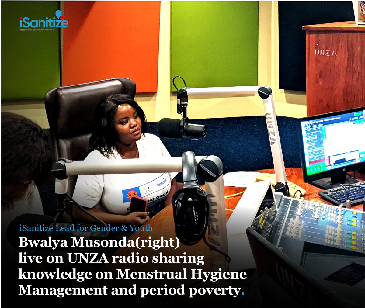 Bwalya Musonda (right) live on UNZA radio sharing knowledge on Menstrual Hygiene Management and period poverty. 
.
.
.
#MHM #SRHR #WASH
.
#iSanitize #PeriodPower #MenstrualHygiene #Women
#PeriodTalk #EndPeriodPoverty #PeriodPoverty #Feminism #PeriodCramps #GirlPower