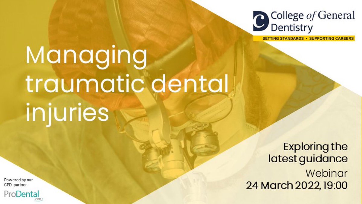 Registration now open prodentalwebinar.link/cyx .@CGDent .@FGDP_UK #dentaltrauma #dentalcpd
