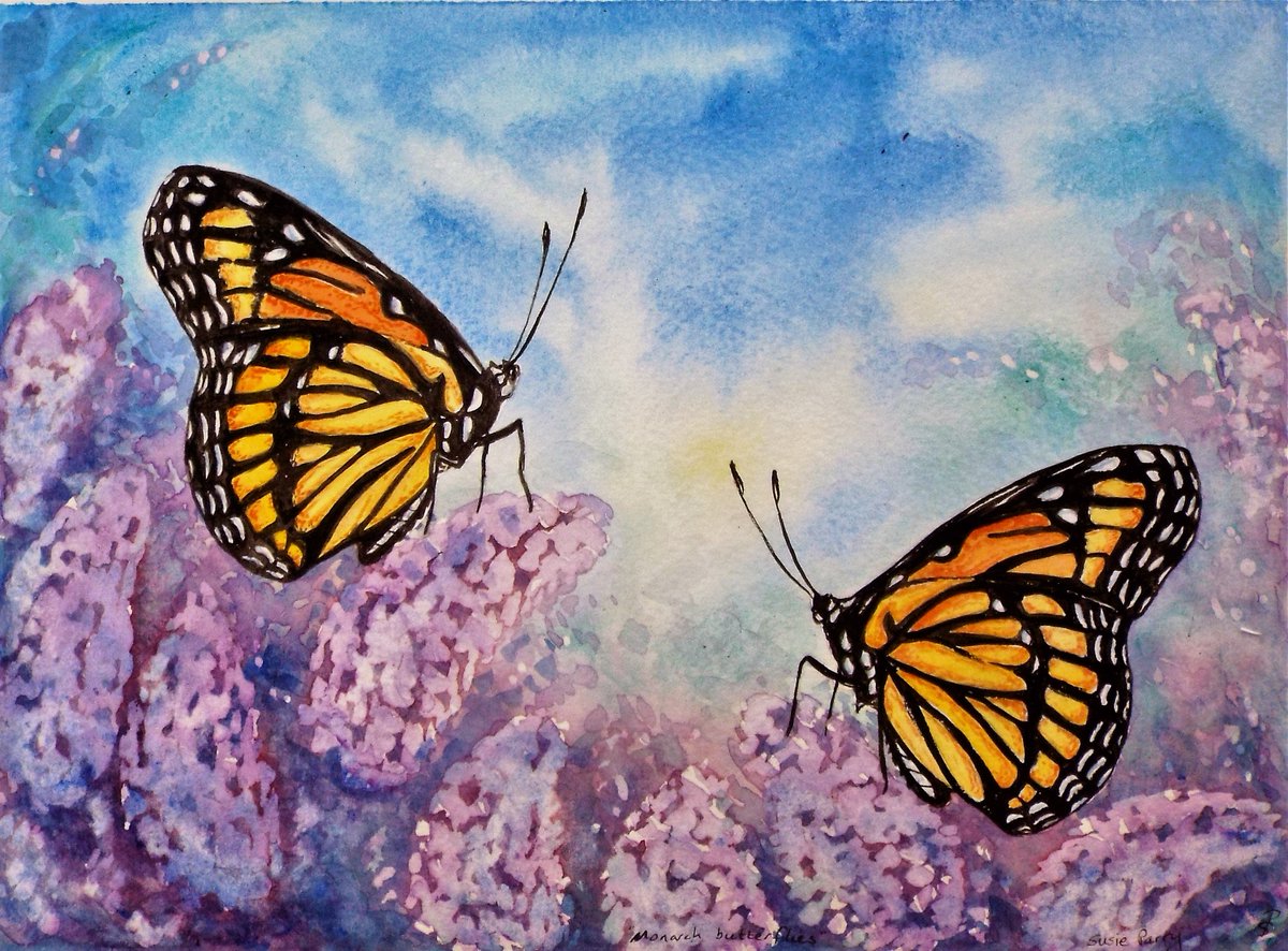 Here's a butterfly painting I made of beautiful Monarch butterflies for #InsectThursday ❤️🦋🥰 - have a happy day my friends #ThursdayThoughts #ThursdayMorning #ThursdayMotivation #insects #nature #artshare #artforwellbeing  🥰