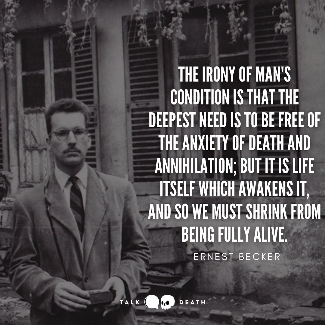 stritchj's tweet photo. #ThanatologyThursday -
Denial of #death shapes our behaviour in the most interesting ways. Accepting the thought of our own #mortality even in tiny amounts, may help ease our overwhelm around it. Have a look at #terrormanagementtheory here: @ernestbeckerfdn #dealingwithdeath https://t.co/aU5j7v3Dxr