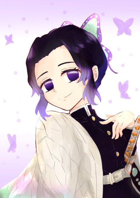 ちびぐみさんがTwitterに投稿した胡蝶しのぶ(鬼滅の刃)のイラスト。