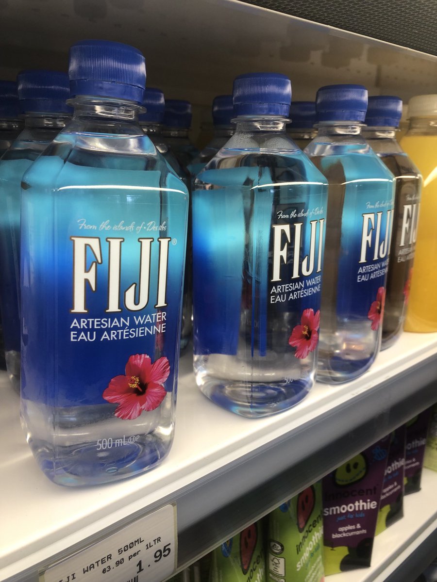 think_or_swim's tweet image. Fancy some delicious artesian water from the aquifers of…Fiji? 

It’s packed in a plastic bottle and shipped 16,000km from a water-stressed island to Ireland for your thirst-quenching pleasure 

This is late-stage capitalism.