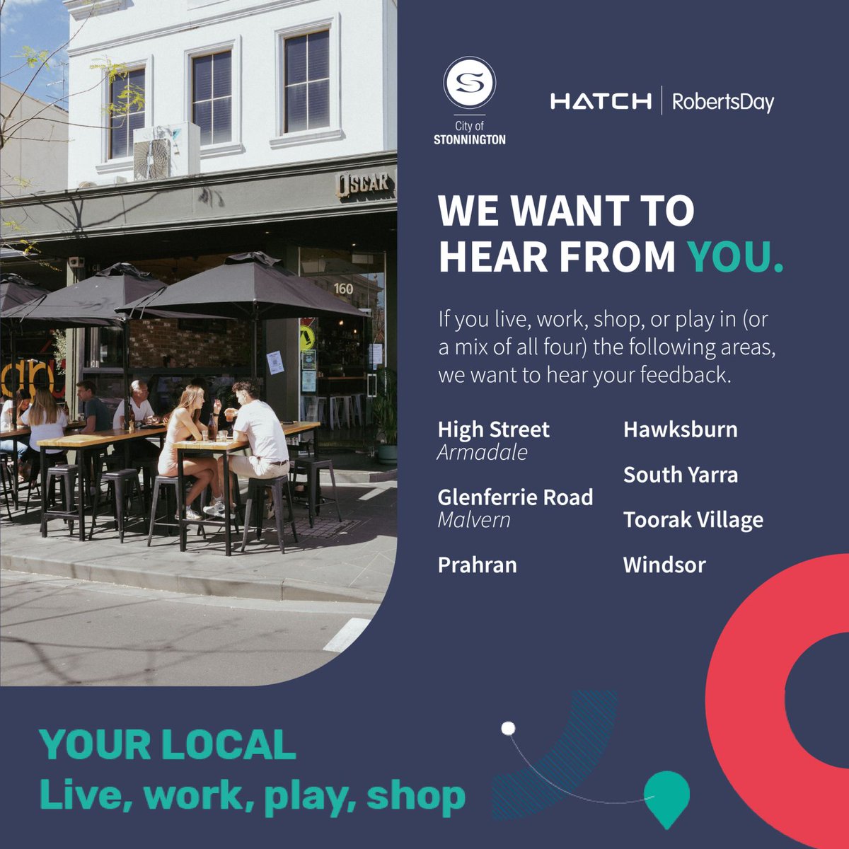 We're working with <a href="/StonningtonCity/">City of Stonnington</a> to help develop more place-led and people focused neighborhoods🏠

To do this, we need your help to better understand what’s working and what could be done better in your local spaces.

Visit bit.ly/3oRrNEX to get involved.