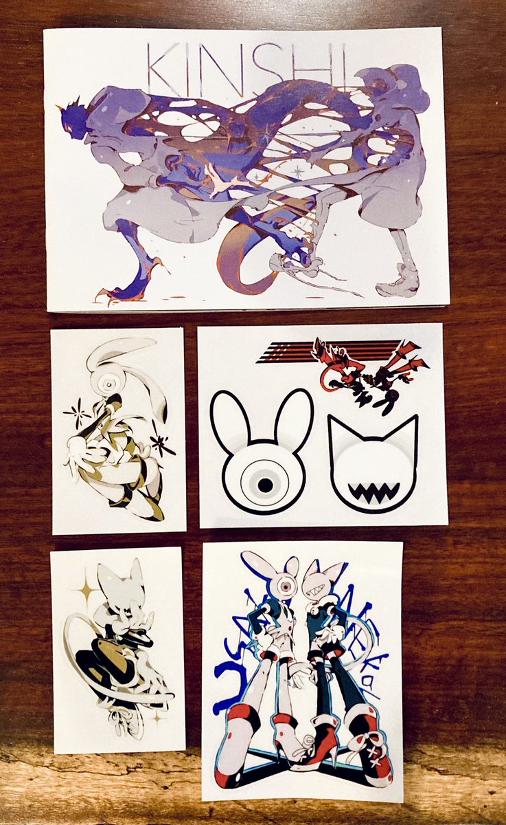コミティア139に持って行くステッカーと新刊が届きました!
うさ君ねこ君ステッカーめちゃくちゃ良い感じです。
新刊は「名付け合う旅路」で描いた絵のまとめ本です。 