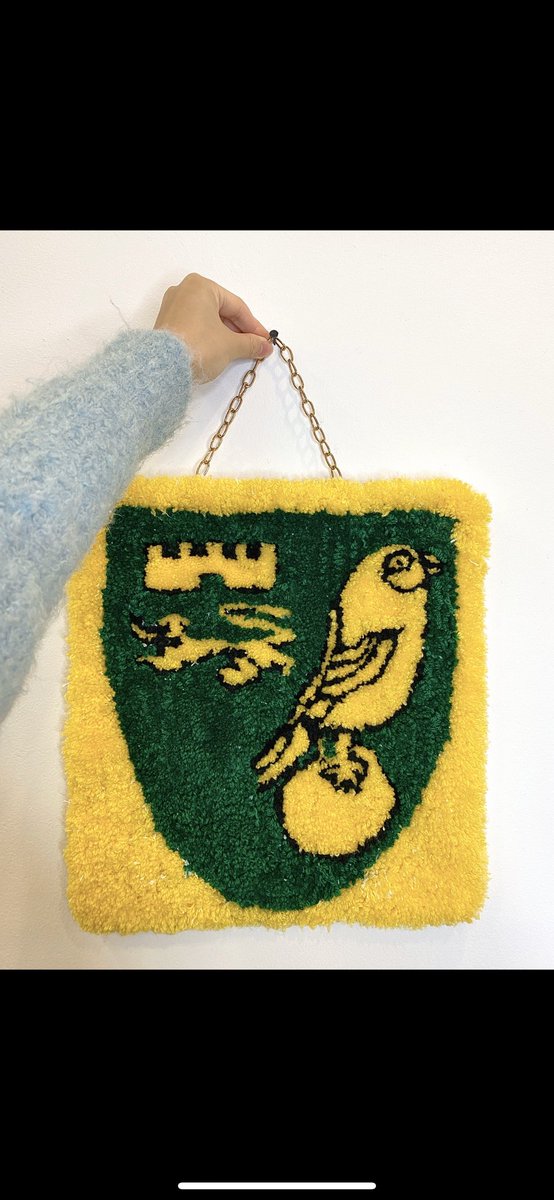 My tufted Norwich city flag 😍 DM me if you would like a rug of this or a wall hanging art   #tufted #norwich #norwichcity #ncfc #canaries #rug #rugart