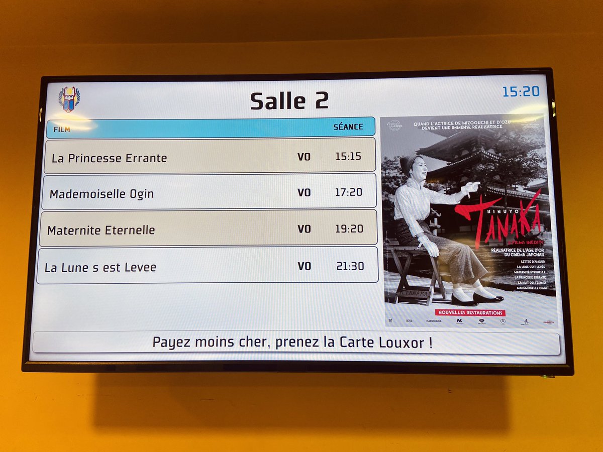 Oh que c’est beau TANAKA dans les salles de cinémas ! Ici les #Champo et <a href="/Cinema_Louxor/">Louxor • Palais du Cinéma</a>. <a href="/PAV_Vincent/">Pascal-Alex Vincent</a> faisait hier une très belle présentation de MADEMOISELLE OGIN au Champo. Ce soir, il présente un autre grand TANAKA, LA NUIT DES FEMMES, cette fois-ci au Louxor #Tanakaforever