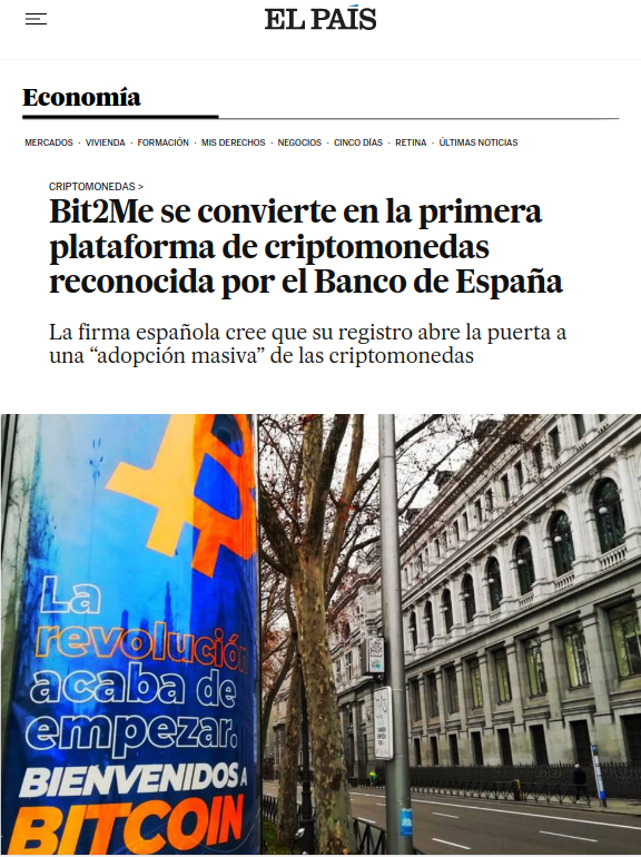 Bit2Me_Global's tweet photo. Bit2Me, the WORLD’S FIRST EXCHANGE recognized by the Bank of Spain (@BancoDeEspana) 🙌

A great milestone for the crypto sector that demonstrates our progress and of the whole ecosystem.

#Bitcoin is unstoppable. 🚀

More info: https://t.co/mR9voaWQLp https://t.co/yK80ZVaIY1