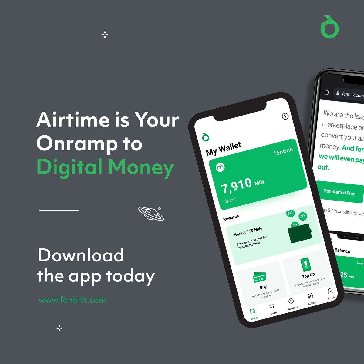 With just a prepaid simcard, you too can connect to the digital economy. 
Learn more:
fonbnk.com

#fonbnk #investing #crypto #bitcoin #cryptocurrencies #entrepreneur #eth #binance #p2p #litecoin #prepaidairtime #unlockingpotential