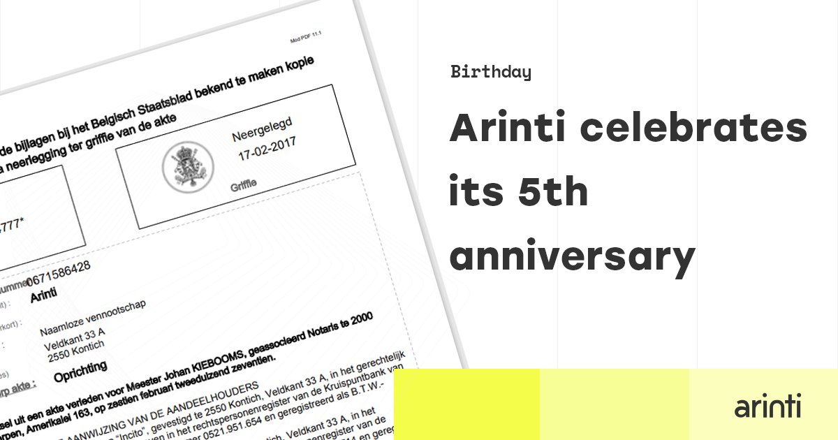 Happy birthday to us as Arinti celebrates 5 years today! 🥳

In our 5 years of existence, we have been able to do countless interesting AI projects, cooperate successfully with a number of companies and thoroughly expand our team of experts. 

Here's to the next 5 years! 🥂
