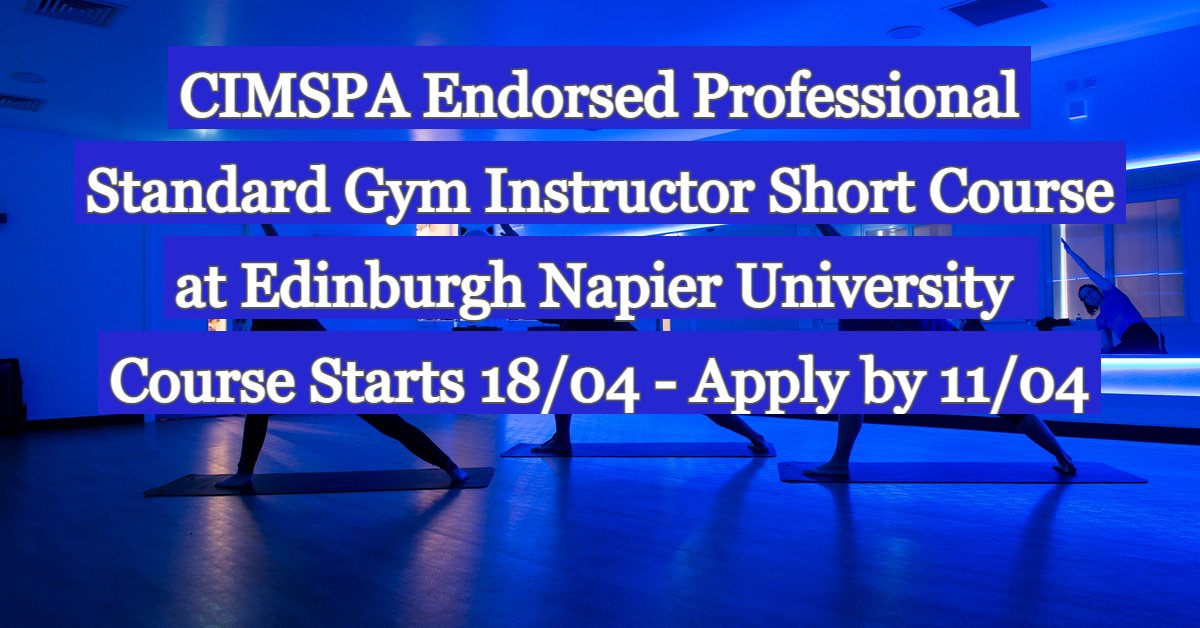 Start your career in #HealthFitnessWellbeing with the #GymInstructor #ShortCourse endorsed by <a href="/CIMSPA/">CIMSPA</a> starting 18/04 <a href="/EdinburghNapier/">Edinburgh Napier University</a>. 🤩
Apply now! 💪bit.ly/ENU-CIMPSA
