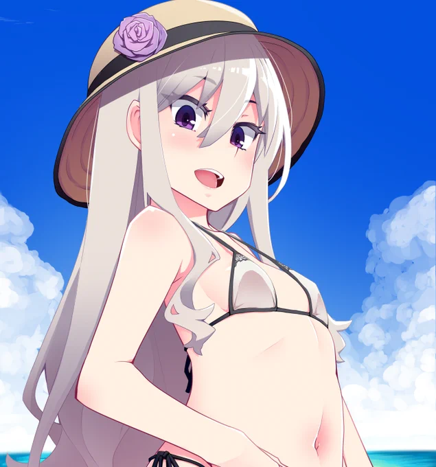 #くそ寒いので水着絵を貼る
3年前の寒中見舞いとかゴ魔乙ロザリーとか 